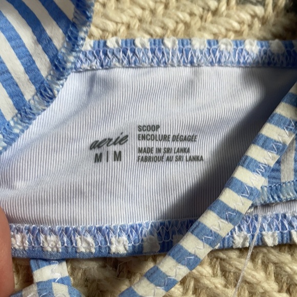 Blue gingham ruffle aerie bikini top - Picture 2 of 3